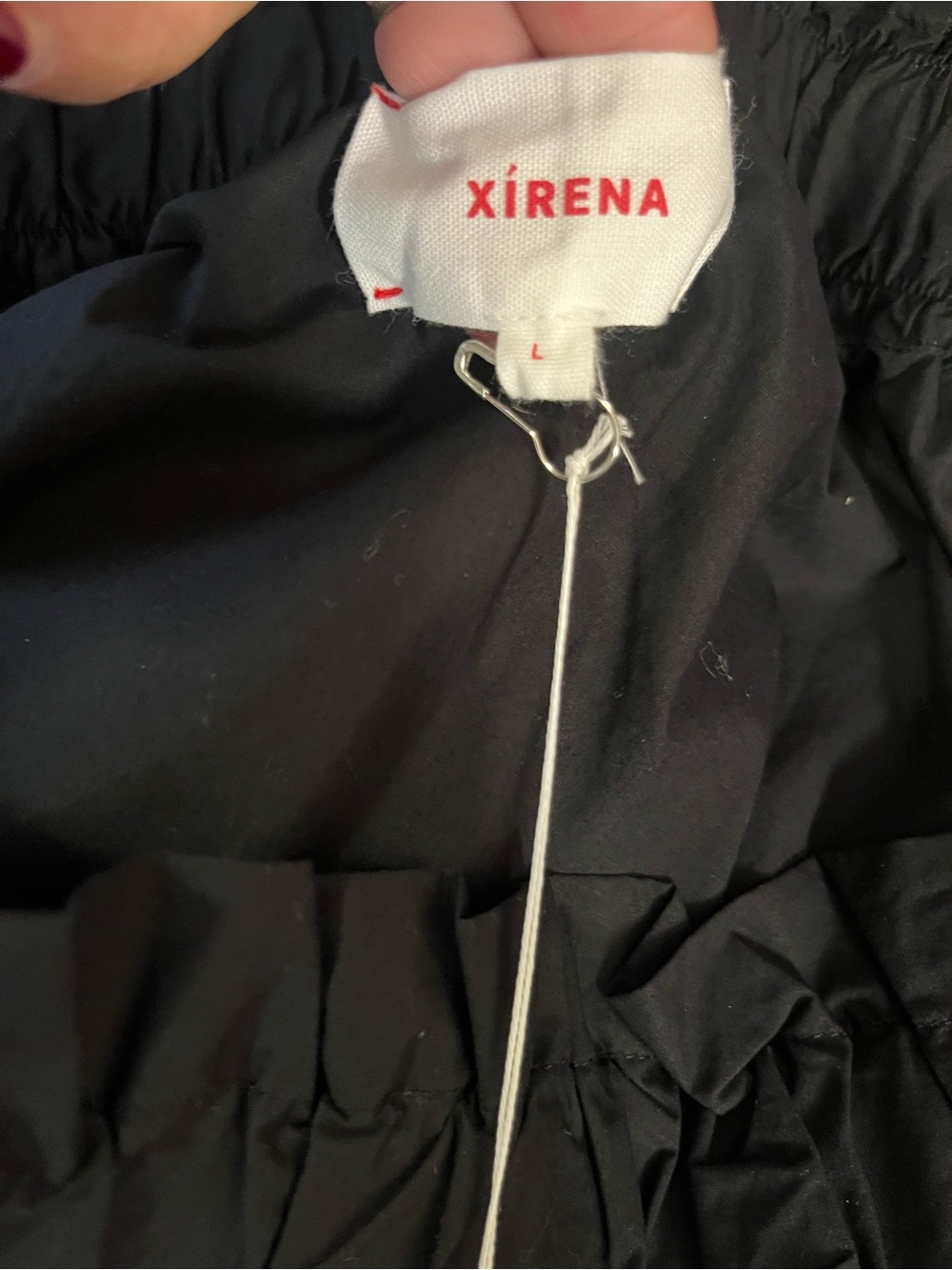 Xírena Saskia One Shoulder Tie Black Cotton Mini Dress L NWT - Picture 12 of 14